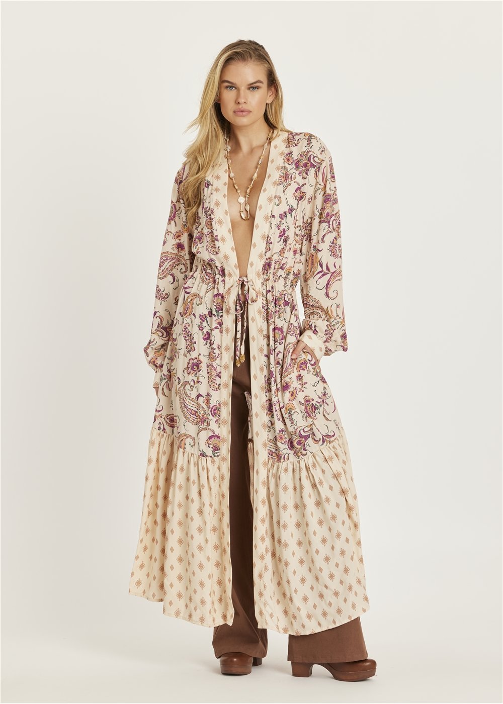 ZAHARA LS WOVEN KIMONO