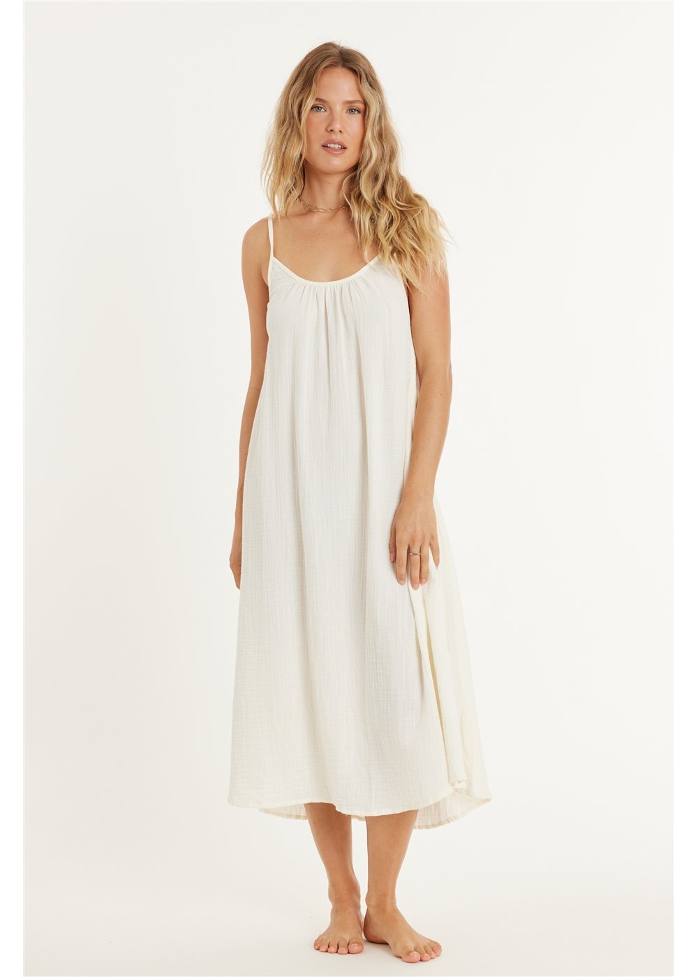 TAKING SIDES WOVEN MIDI DRESS