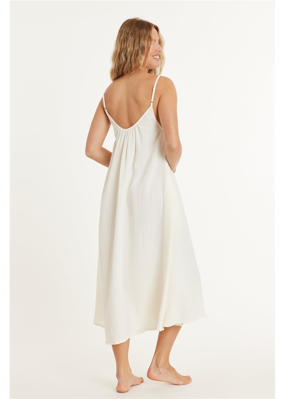 TAKING SIDES WOVEN MIDI DRESS