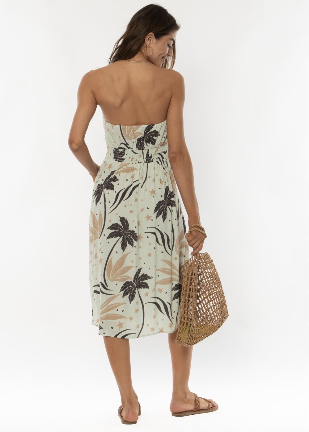 PEEK-A-BOO STRAPLESS WOVEN DRESS