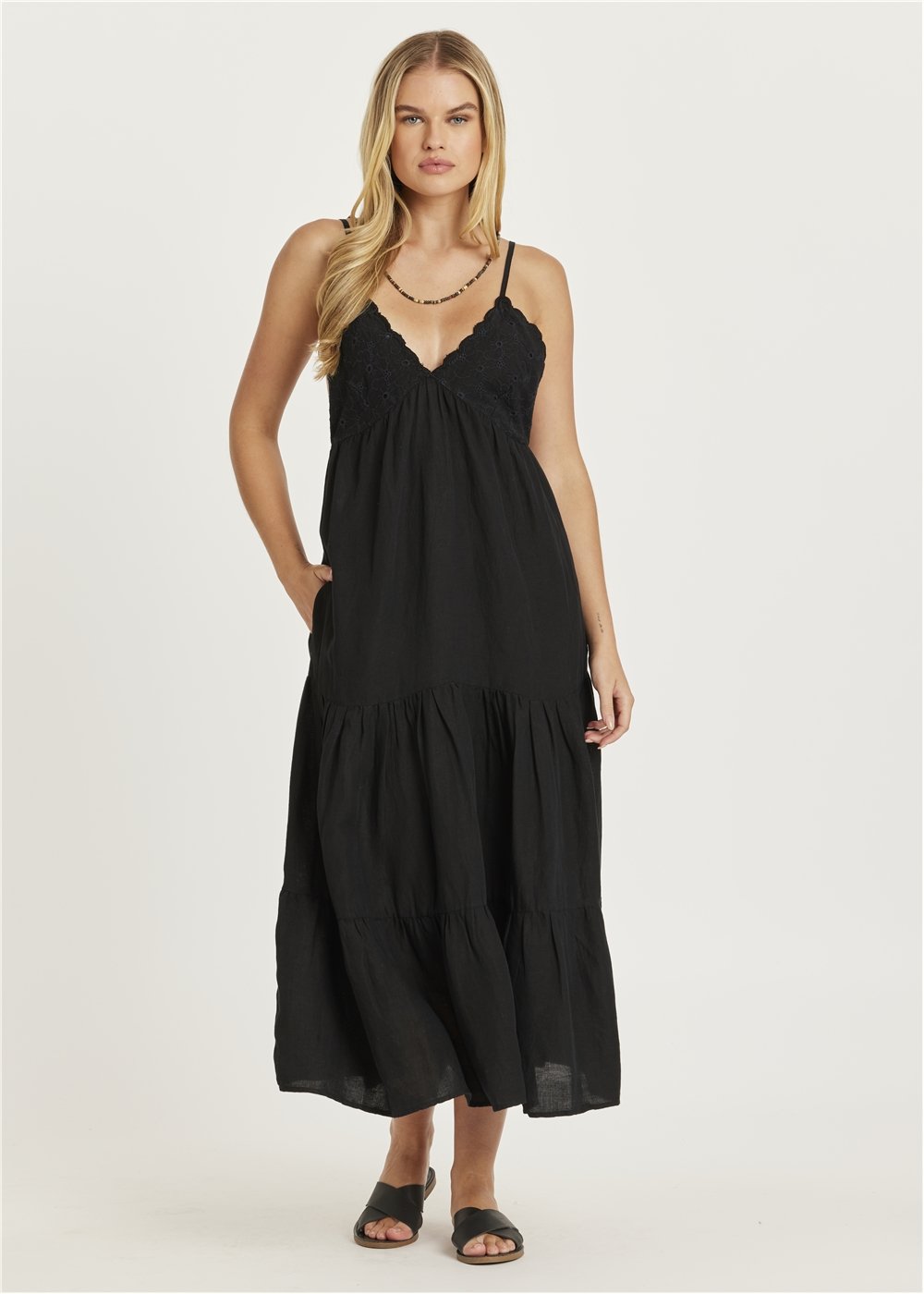 CHECK ME OUT WOVEN MIDI DRESS